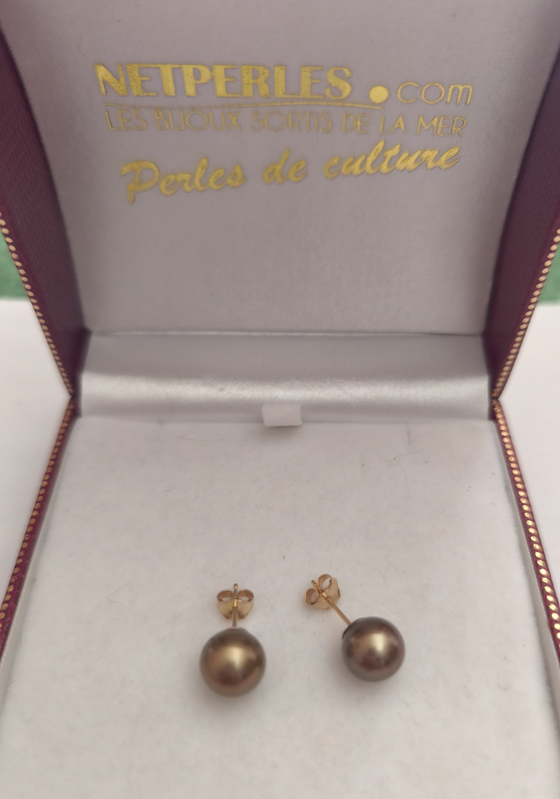 Paire de boucles d'Oreilles de perles de culture de Tahiti qualité AAA Paire de boucles d'Oreilles de perles de culture de Tahiti qualité AAA