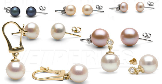 Boucles d'oreilles de perles d'eau douce - perles d'eau douce - perles blanches - perles lavandes - perles rose - perles noires - vraies perles pas chers