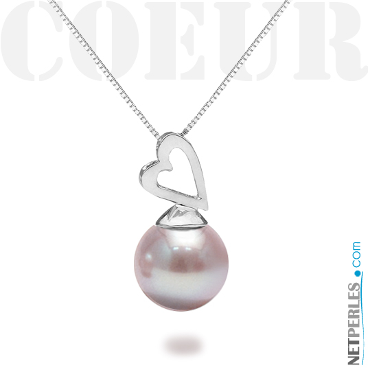 Pendentif en Argent massif avec perle d'eau douce qualité DOUCEHADAMA, de couleur Lavande