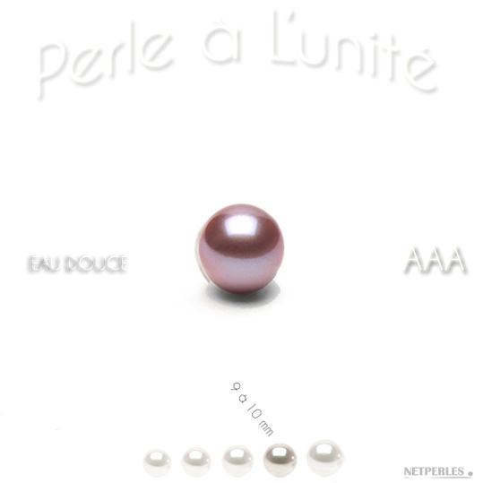 Perle de culture d'Eau Douce lavande de 9 à 10 mm qualité AAA