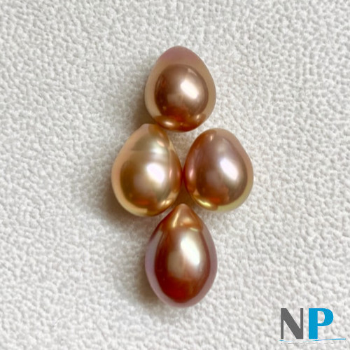 Perles Edison couleur pêche en forme de goutte