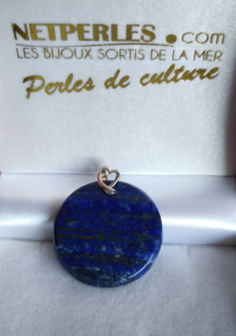 Pendentif Lapislazuli Afghanistan 35 mm sur Argent 925 Pendentif Lapislazuli Afghanistan 35 mm sur Argent 925
