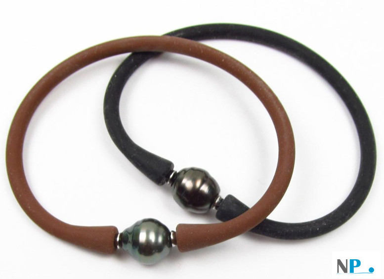 Bracelet en fil de polyester avec perles de culture de Tahiti