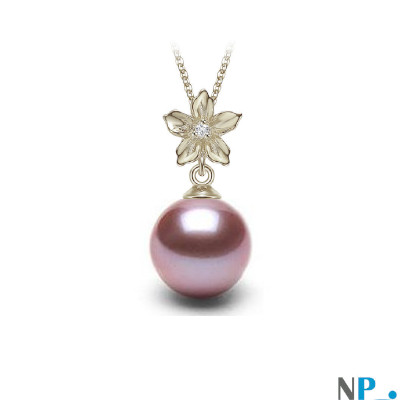 Pendentif Primula avec une perle Lavande Doucehadama de 10 mm