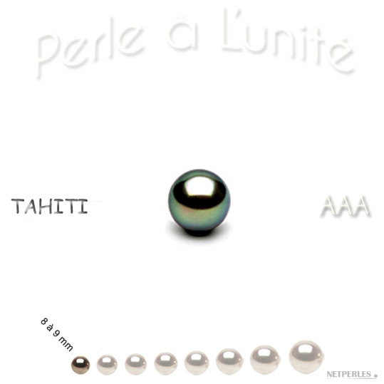 Perle de culture de Tahiti de 8 à 9 mm qualité AAA