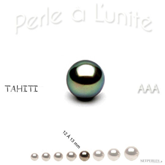 Perle de culture de Tahiti de 12 à 13 mm qualité AAA