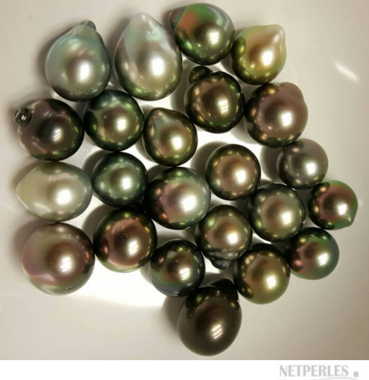 Lot de perles de Tahiti en forme goutte ou poire de très belle qualité!