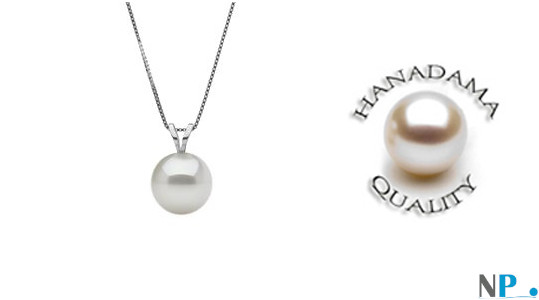 Pendentif en or gris  avec perle de culture d'Akoya blanche HANADAMA