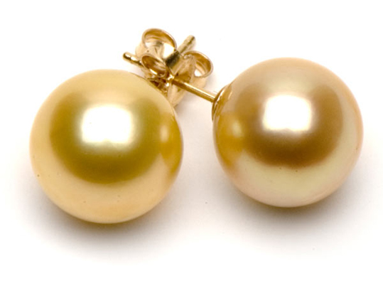 Boucles d'oreilles perles dorées d'Australie
