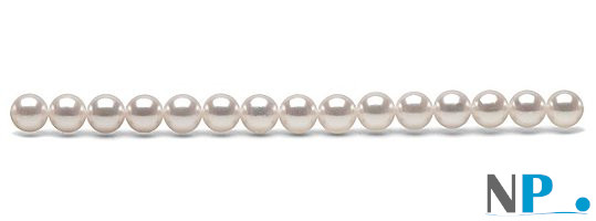 Rang 40 cm de perles d'Akoya blanches pour futur montage en collier de 45 cm