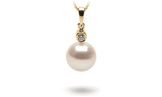 Pendentif or 14 carats avec perle de culture blanche d'Akoya