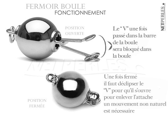 Fermoir en or gris 14k pour collier de perles