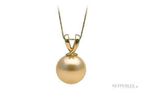  Pendente in oro 18k perla coltivata delle Filippine dorata AAA