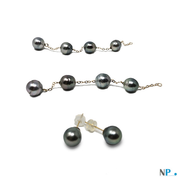 Boucles d'oreilles de perles de Tahiti baroques sur or 18 carats
