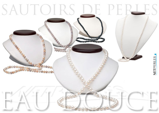 long collier de perles d'eau douce - sautoirs de perles - perles de culture