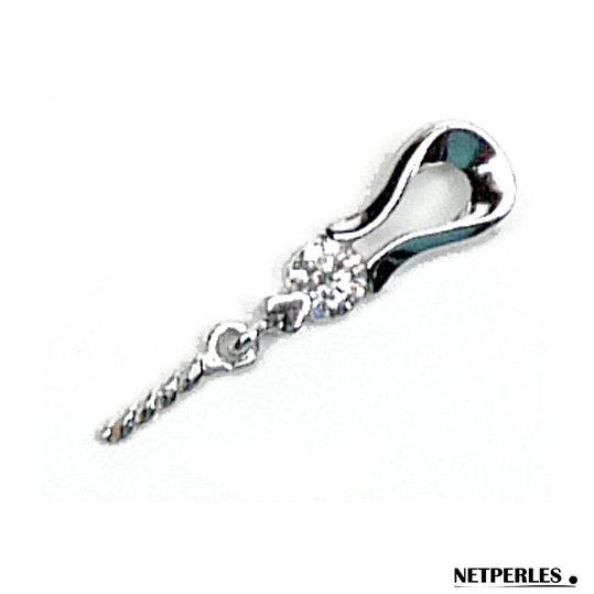 Pendentif or gris 18 carats et diamant pour perle de culture