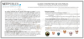 Guide d'entretien des perles edite par NETPERLES