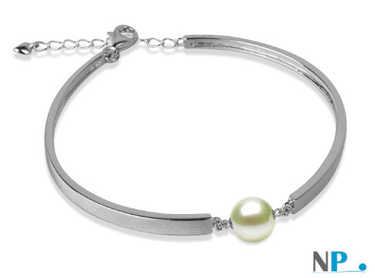 Bracelet en Argent rhodié et perle blanche d'eau douce DOUCEHADAMA