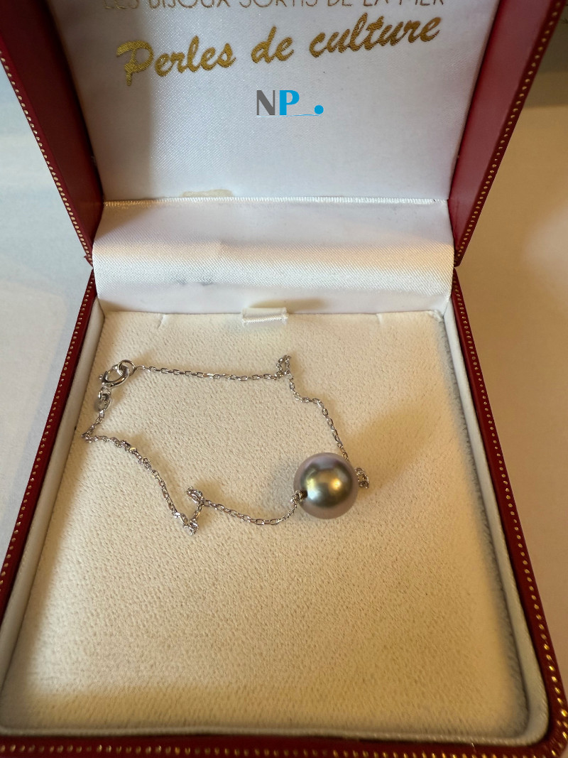 Bracelet avec sublime perle de Tahiti sur chaine Argent rhodié 