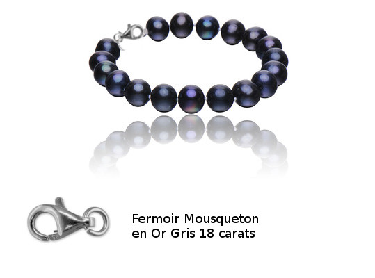 Bracelet de perles de culture d'Akoya noires bleu