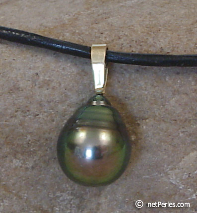 Pendentif Perle Baroque de Tahiti avec belière Or 18 carats