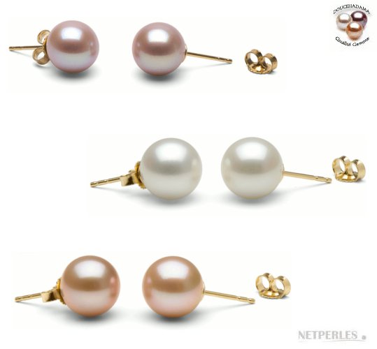 3 Paires de boucles d'oreilles de perles de culture DOUCEHADAMA: perles lavandes, blanches, pêches