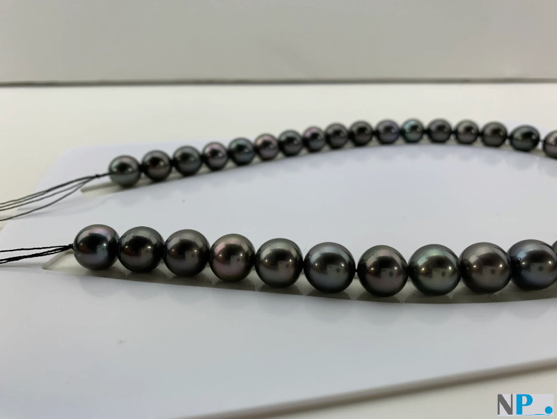 Collier de perles noires de tahiti, bien rondes qualité AAA