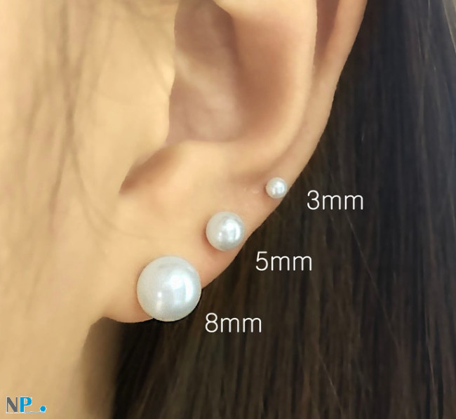 Taille des perles pour boutons d'oreilles