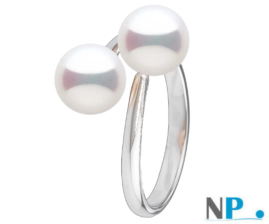 Anello You&Me, argento 925 con 2 perle d'acqua dolce DOLCEHADAMA bianche