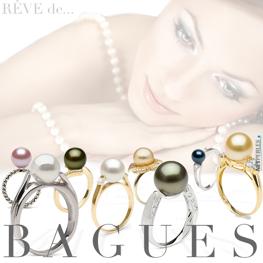 Bague or - bague argent - bague perle