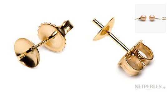 Clous et papillons pour boucles d'oreilles en or 18k