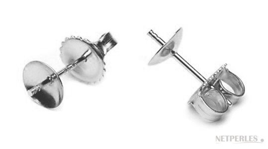 Clous pour boucles d'oreilles de perles en or gris