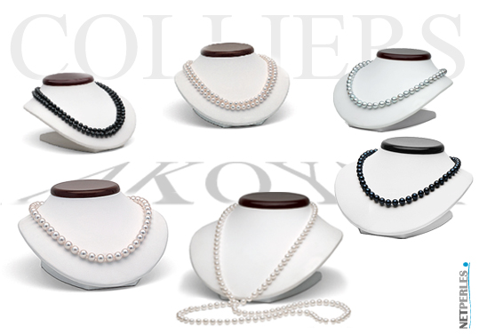 colliers de perles d'akoya - perles du japon - perles blanches - perles noires - bijoux de perles