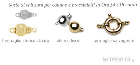 Fermoir en Or Jaune 18 carats pour collier ou bracelet de perles de culture