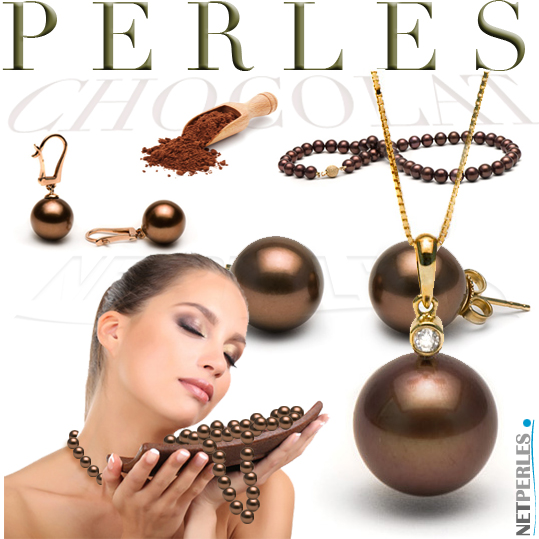 Perle chocolat - perle de tahiti chocolat - perles d'eau douce chocolat - perles de culture
