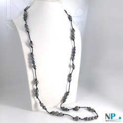 Long Collier de Perles Baroques et Cuir