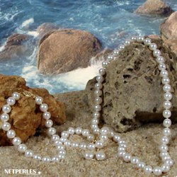 Parure 45/18 cm Perles d'Eau Douce Blanches 6 à 7 mm 3 Bijoux