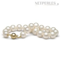 Bracelet de perles d'eau douce Blanches 9 à 10 mm