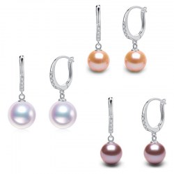 Boucles d'Oreilles Or 9k Diamants et Perles d'Eau Douce DOUCEHADAMA