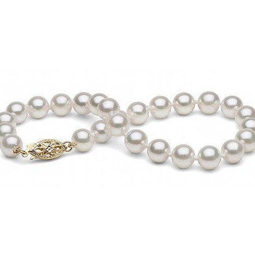 Bracelet 20 cm de perles Akoya 6,0 à 6,5 mm blanches AAA