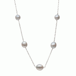 Collier de 5 perles baroques d'Australie blanches 9 à 11,5 mm