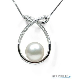 Pendentif Or 18 carats et Diamants et Perle de culture d'Eau Douce DOUCEHADAMA