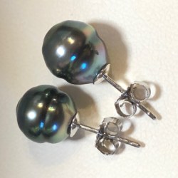 Boucles d'Oreilles Or 14k perles baroques de Tahiti 9-10 mm