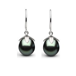 Boucles d'oreilles en Argent 925 perles de Tahiti Goutte 10-11 mm AAA