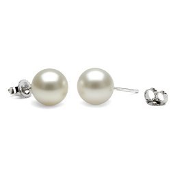 Boucles d'Oreilles Or 14k perles de culture d'Australie Blanches 8 à 9 mm AAA