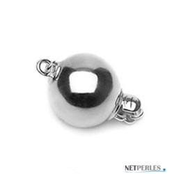 Fermoir boule Or gris 18 carats lisse de 7 mm