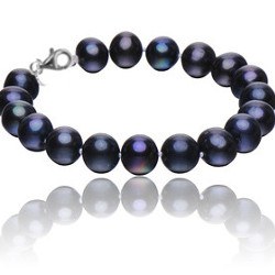 Bracelet sur mesure 17 cm Perles noires Akoya 6,5-7 mm AA+ Or 18k mousqueton