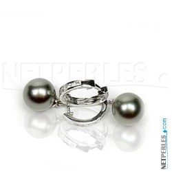 Boucles d'Oreilles Or 18k Perles de culture de Tahiti et diamants