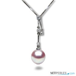 Pendentif Valentina Or 18k et Diamants, Perle d'eau douce Lavande DOUCEHADAMA