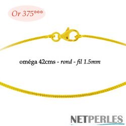 Cable Or 9 carats 42 cm Ø: 1,5 mm